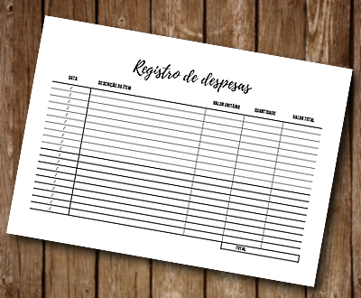 Registro de despesas